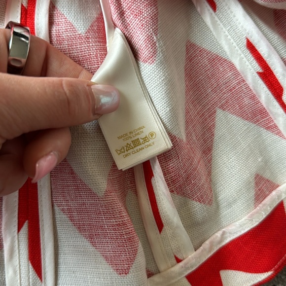 Kate Spade Red & White Chevron Linen Top - Picture 9 of 10